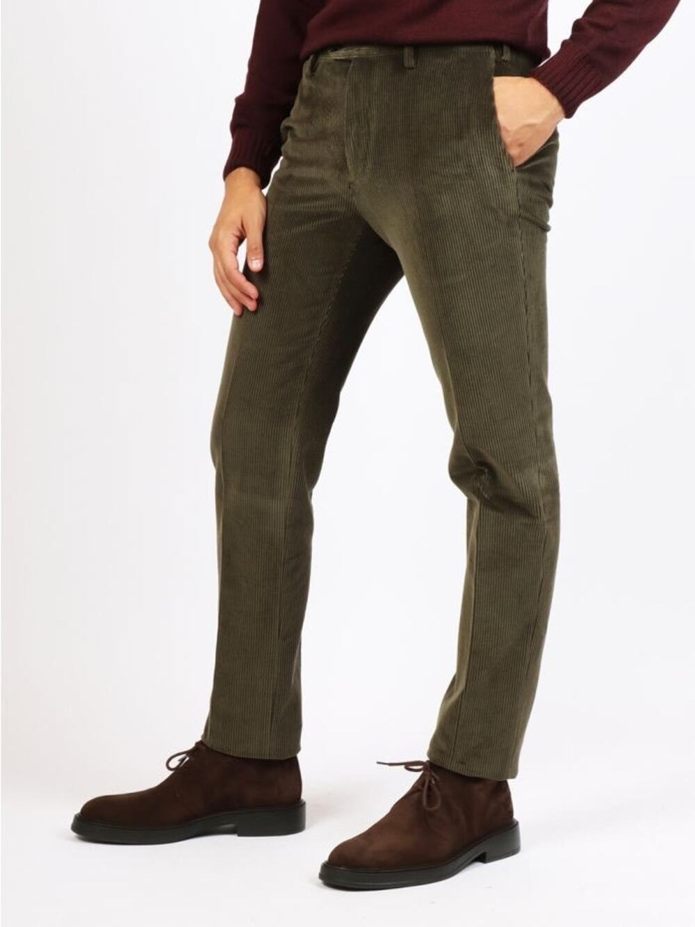Davide Cenci Brown Corduroy Slim Straight Trouser Pants Size XXL
